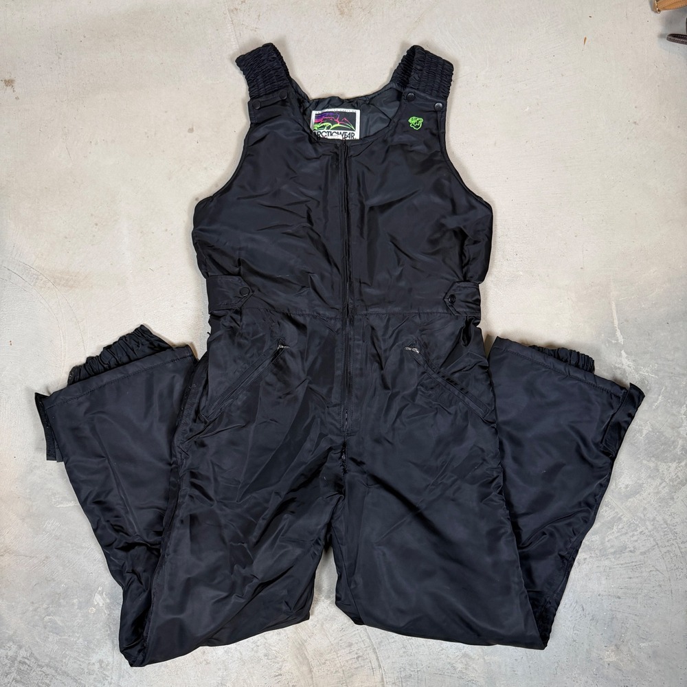 Vintage Arcticwear Mens Black Insulated Snow Bibs Large Made in USA 4921-344